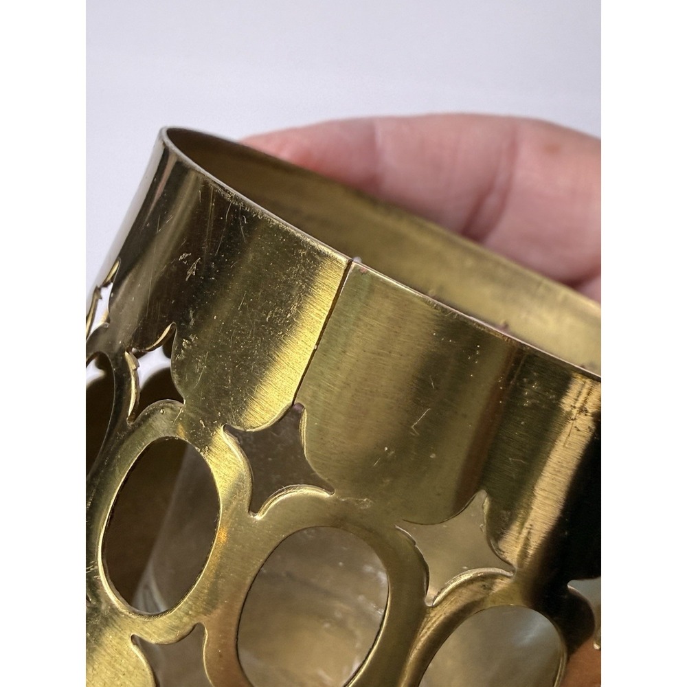 Brass Votive‎ Accent Candle Dish W/ Tea Light Holder Small Celestial Stars Ovals - Picture 7 of 9